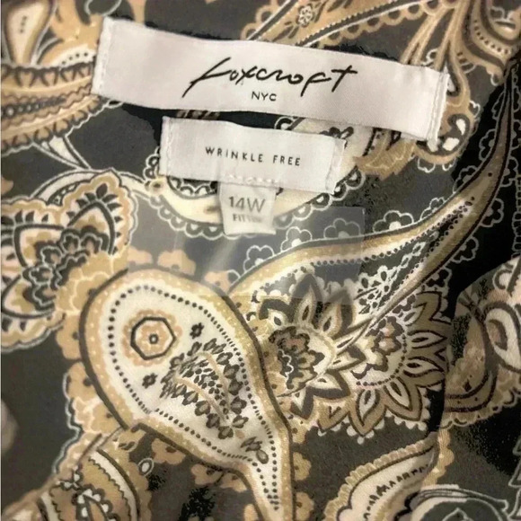 Foxcorft wrinkle free Paisley Print Button-Up Blouse Women Size14W - Picture 3 of 4